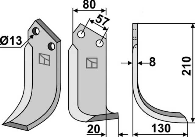 Fräsmesser 210x80mm, rechts